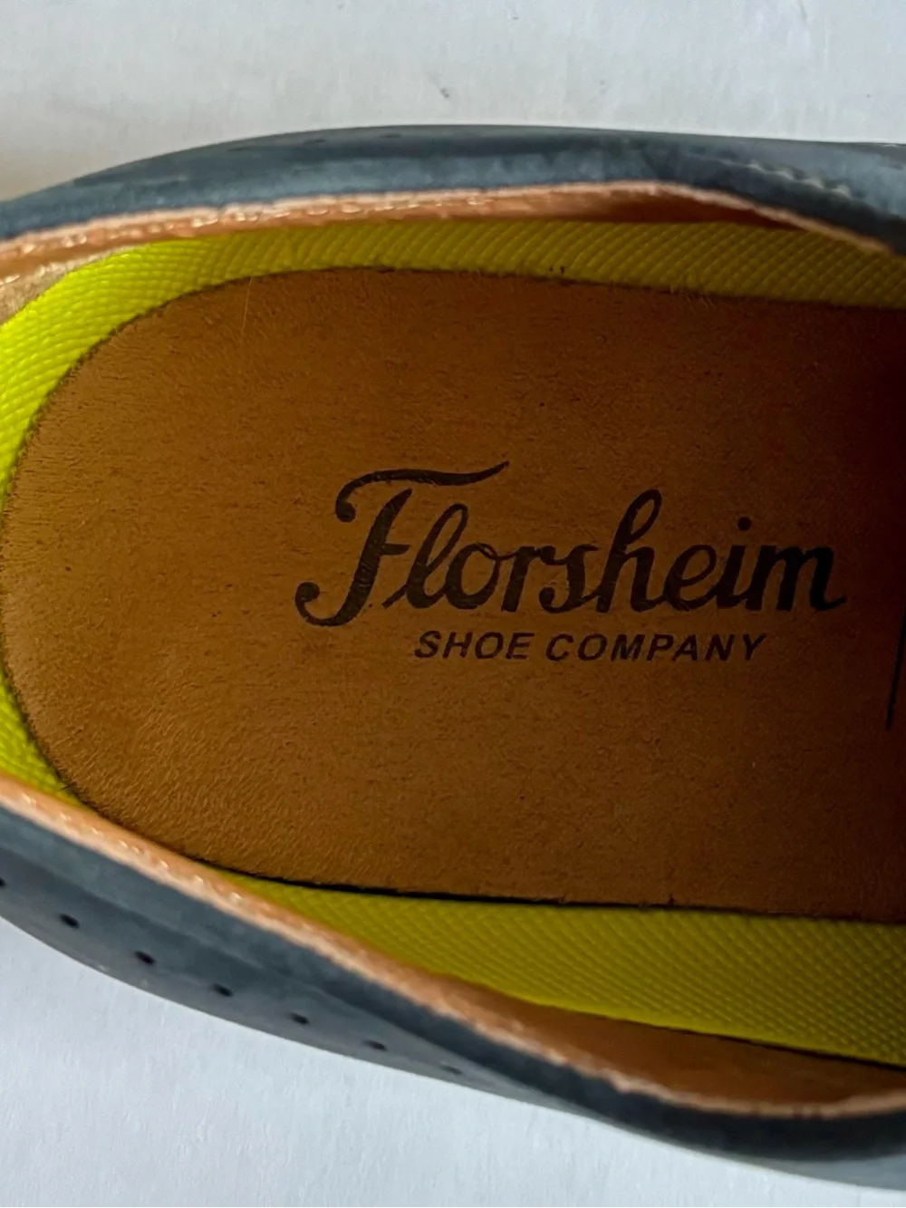 Florsheim Men’s Comfortech Navy Blue Nubuck Leather Plain Toe Oxfords 7,5M